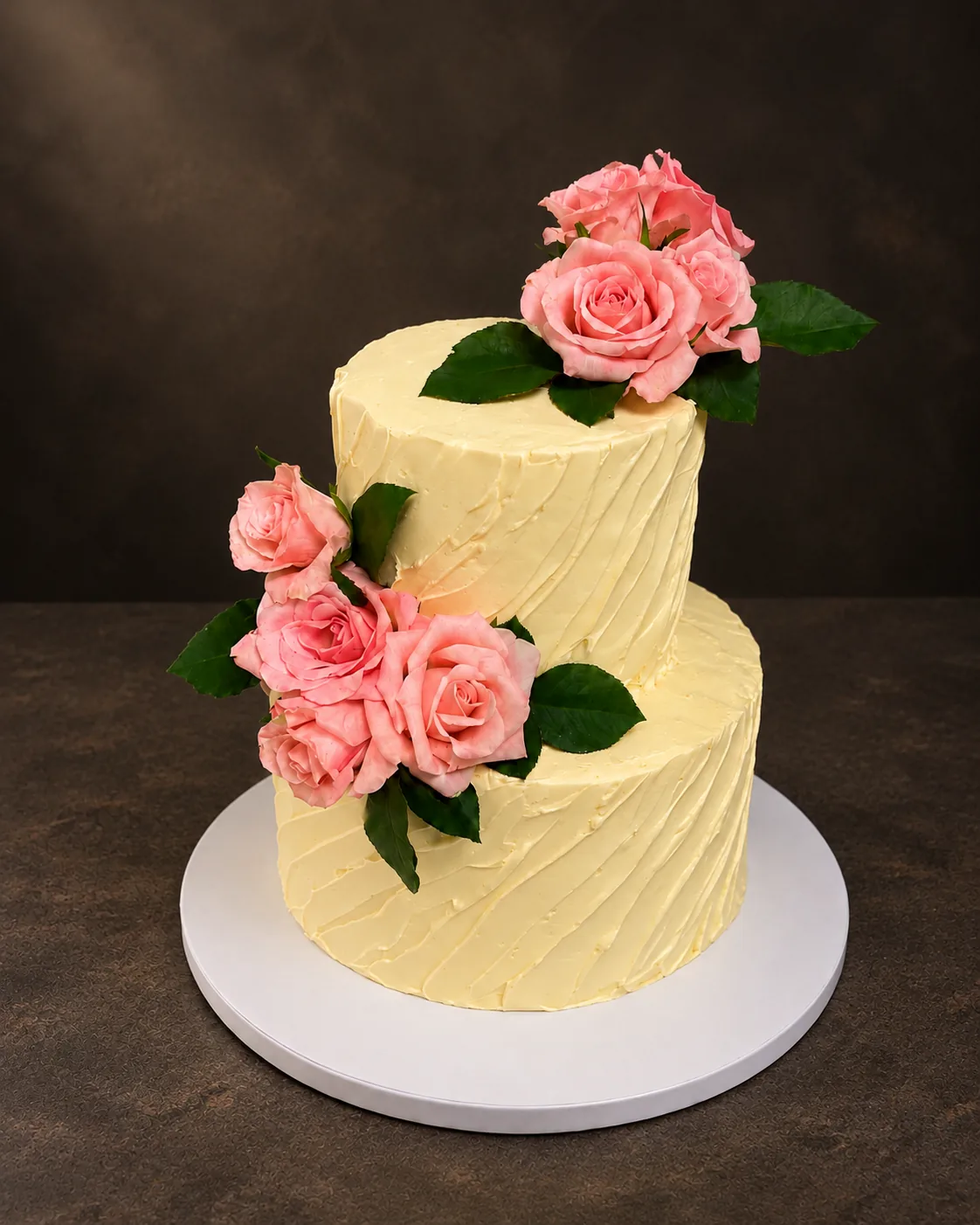 Cake with pink roses